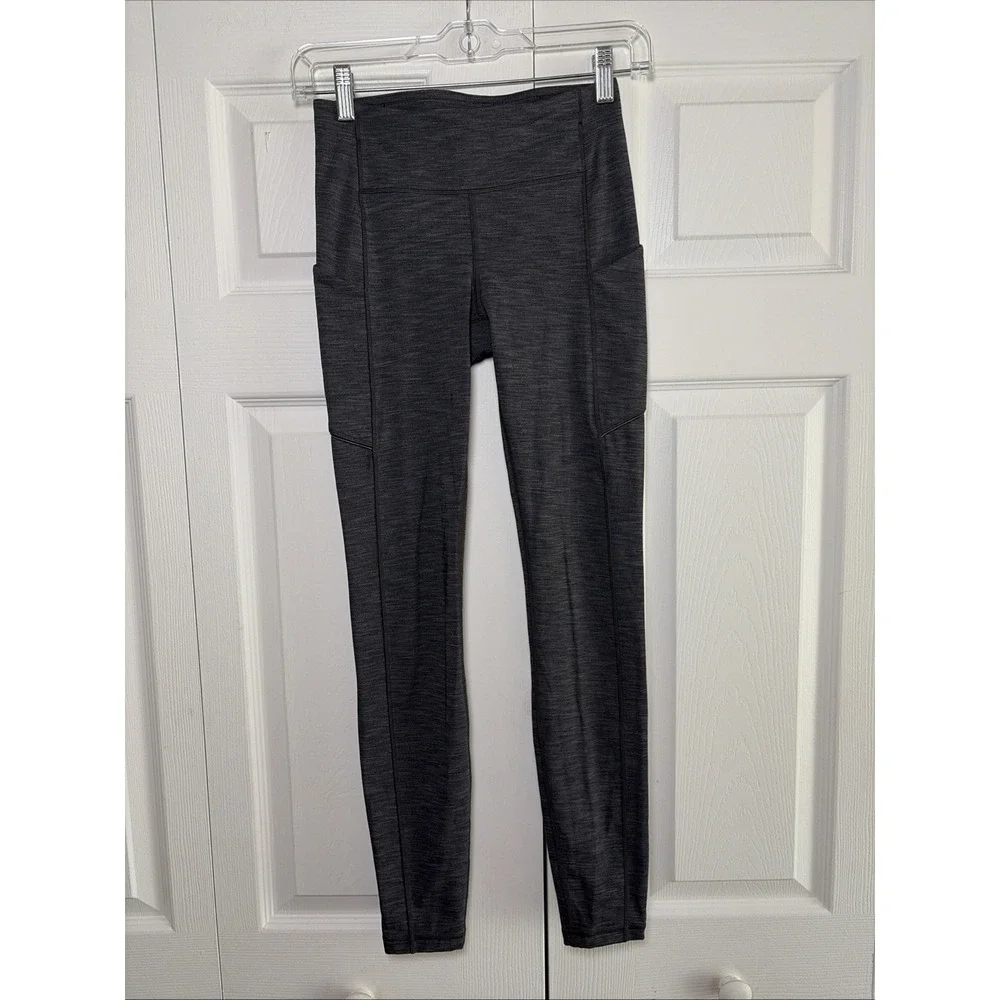 Lululemon‎ Speed Up Tight Leggings Womens Size 4 Heathered Black Running Yoga